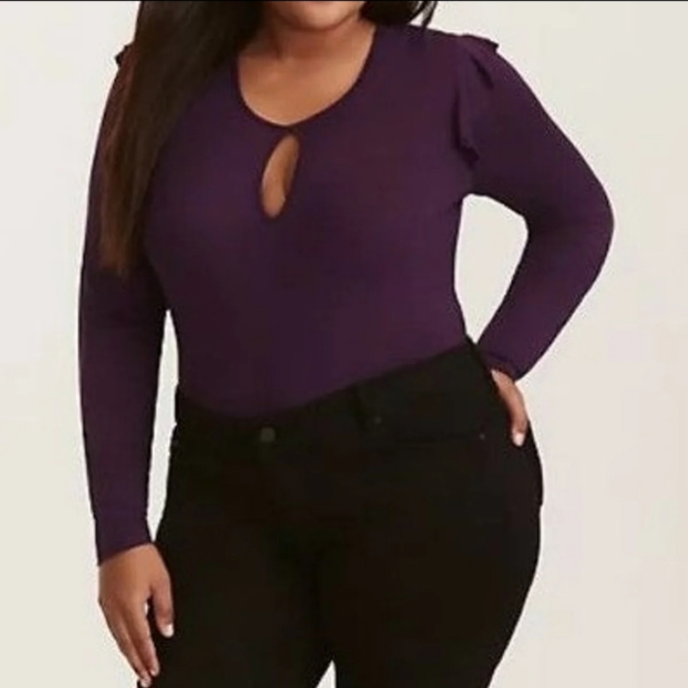 Torrid Plus Purple Super Soft Knit Peephole Top 4
